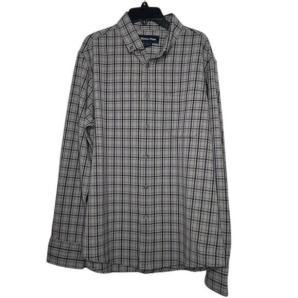 Mizzen + Main Men's Plaid Long Sleeve Flannel Button Down Shirt Size Large Trim - Picture 1 of 9